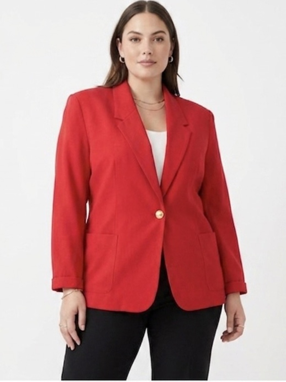 Sellecca Red Women's Long Sleeve One Button Blazer Vintage Size 18